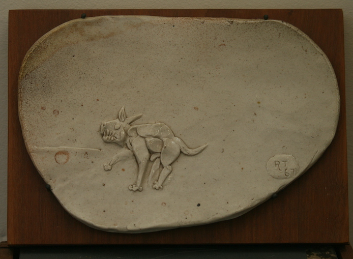 (dog - clay relief)